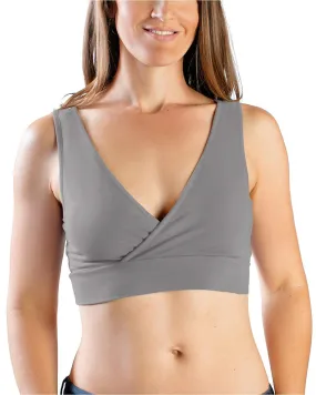 Organic Cotton Wireless Nursing Maternity Sleep Bra Gray Medium Busty