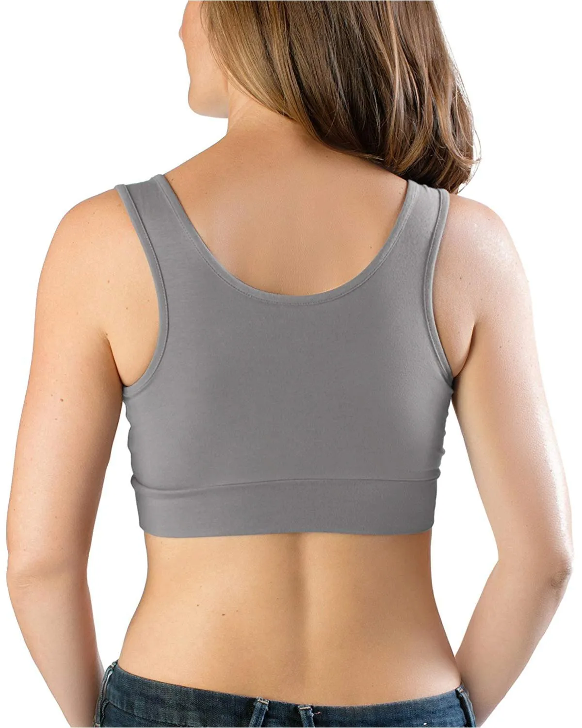 Organic Cotton Wireless Nursing Maternity Sleep Bra Gray Medium Busty