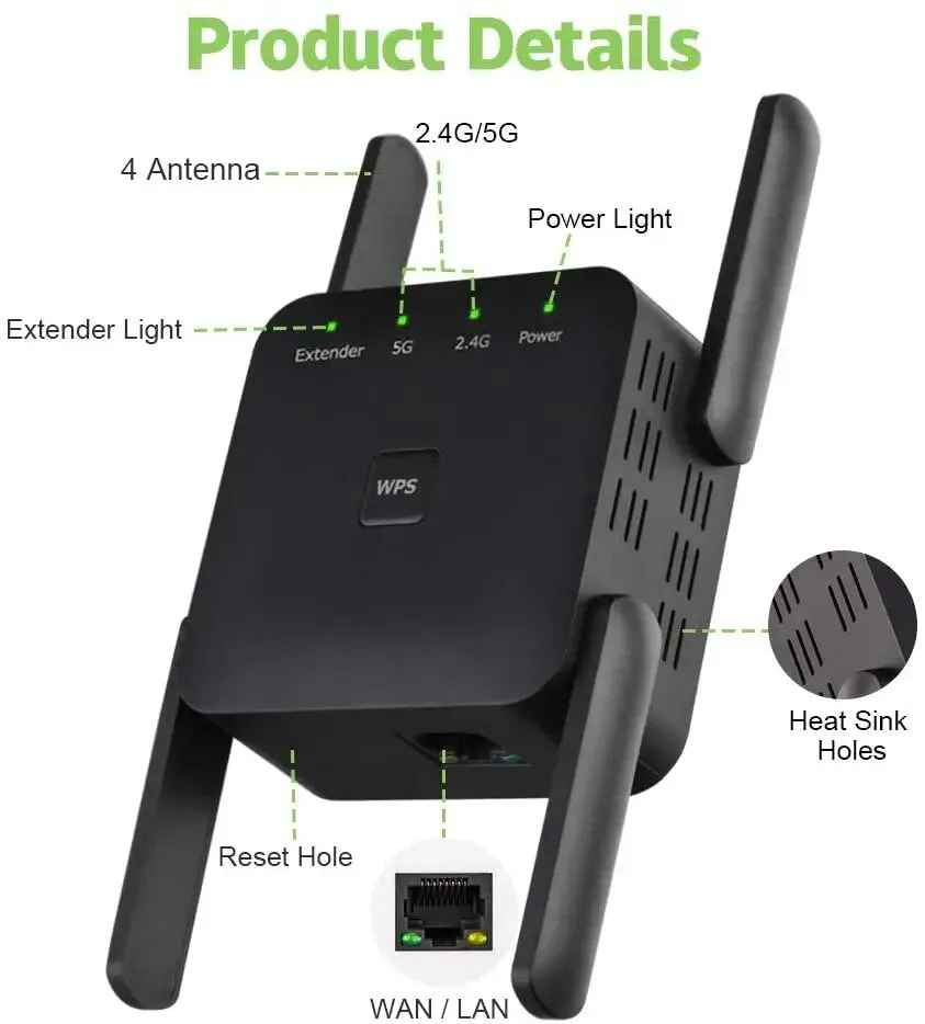 Outdoor Wifi Extender-5 Ghz WiFi Booster AC1200 Adapter 1200Mbps