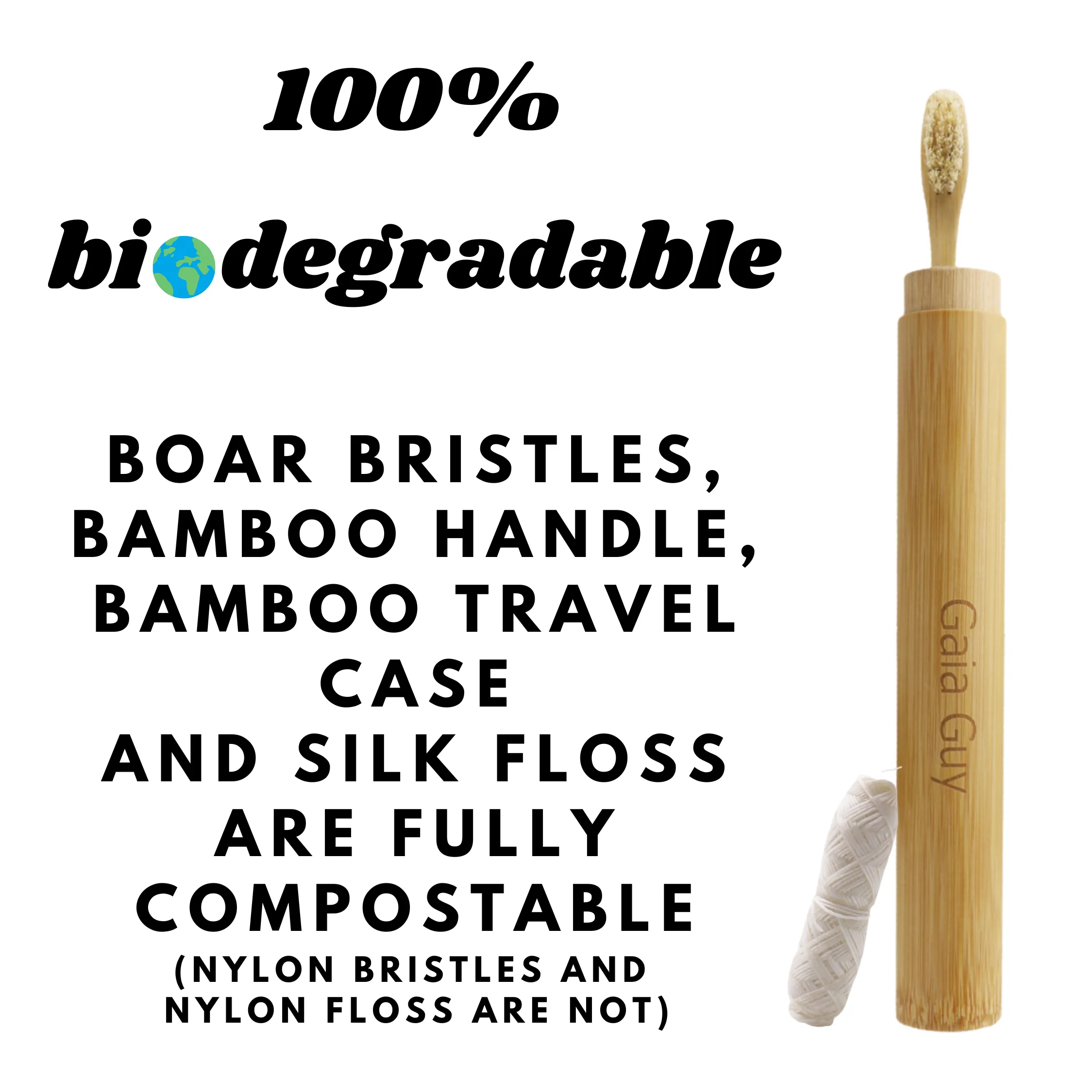 Plastic-Free Eco Dental Kit | Bamboo and Boar Bristle Toothbrushes   Silk Floss   Travel Case   Copper Tongue Scraper | Zero Waste Oral Hygiene