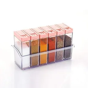 Plastic Spice JAR 6 in 1 Spice Rack Masala Box Set, 6-Pieces, Premium Multipurpose Plastic Spice Rack/Condiment Set