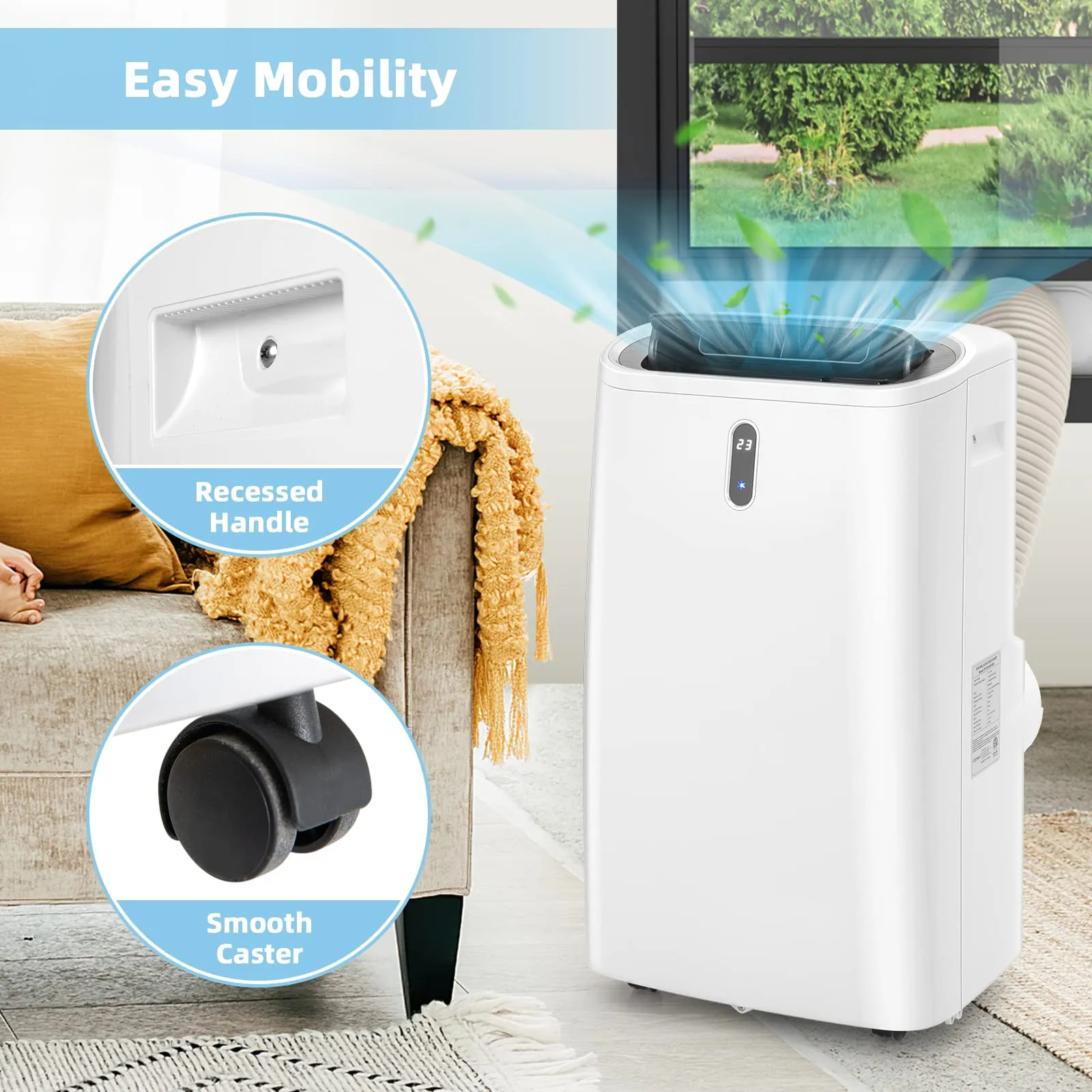 Portable Air Conditioner, 14000 BTU 4 in 1 AC Unit with Cool, Fan, Heat & Dehumidifier