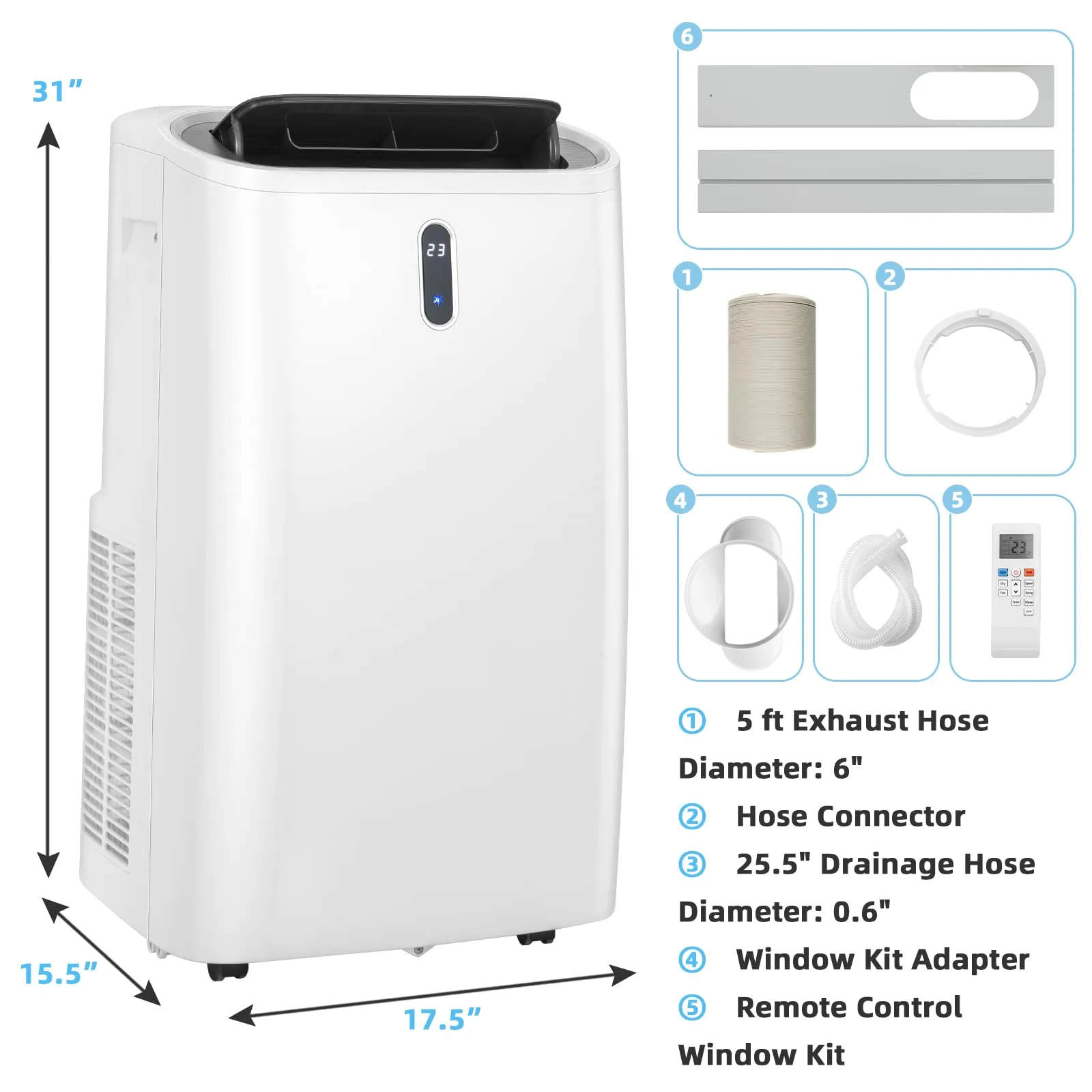 Portable Air Conditioner, 14000 BTU 4 in 1 AC Unit with Cool, Fan, Heat & Dehumidifier