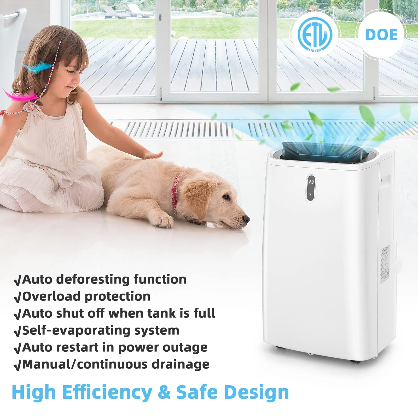 Portable Air Conditioner, 14000 BTU 4 in 1 AC Unit with Cool, Fan, Heat & Dehumidifier