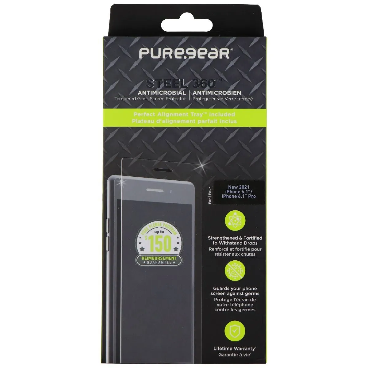 PureGear Steel 360 Tempered Glass for Apple iPhone 13 Pro / iPhone 13 - Clear