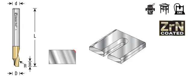 Radius Edge End Mill CNC Router Bit | 3⁄64 Radius x 3⁄16 Dia x 3⁄32 x 1⁄4 Shank | 51620 | 738685295168