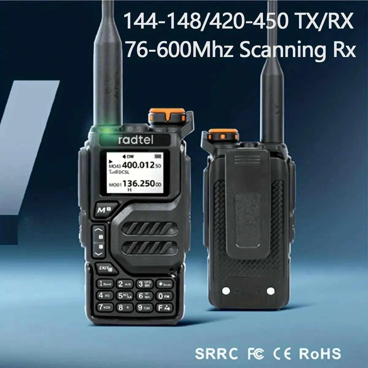 Radtel RT-590 Air Band Walkie Talkie Amateur Ham Two Way Radio Station UHF VHF 200CH Full Band HT with NOAA Channel AM Satcom