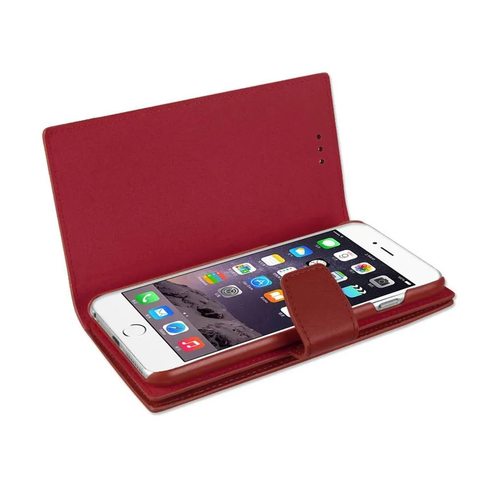 Reiko REIKO IPHONE 6 PLUS GENUINE LEATHER WALLET CASES WITH RFID CARD PROTECTION IN BURGUNDY