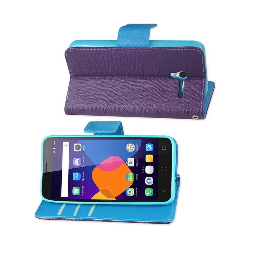 Reiko Wallet Case 3 In 1 For Alcatel Onetouch Pixi 3/ 4G (4.5Inch) Purple