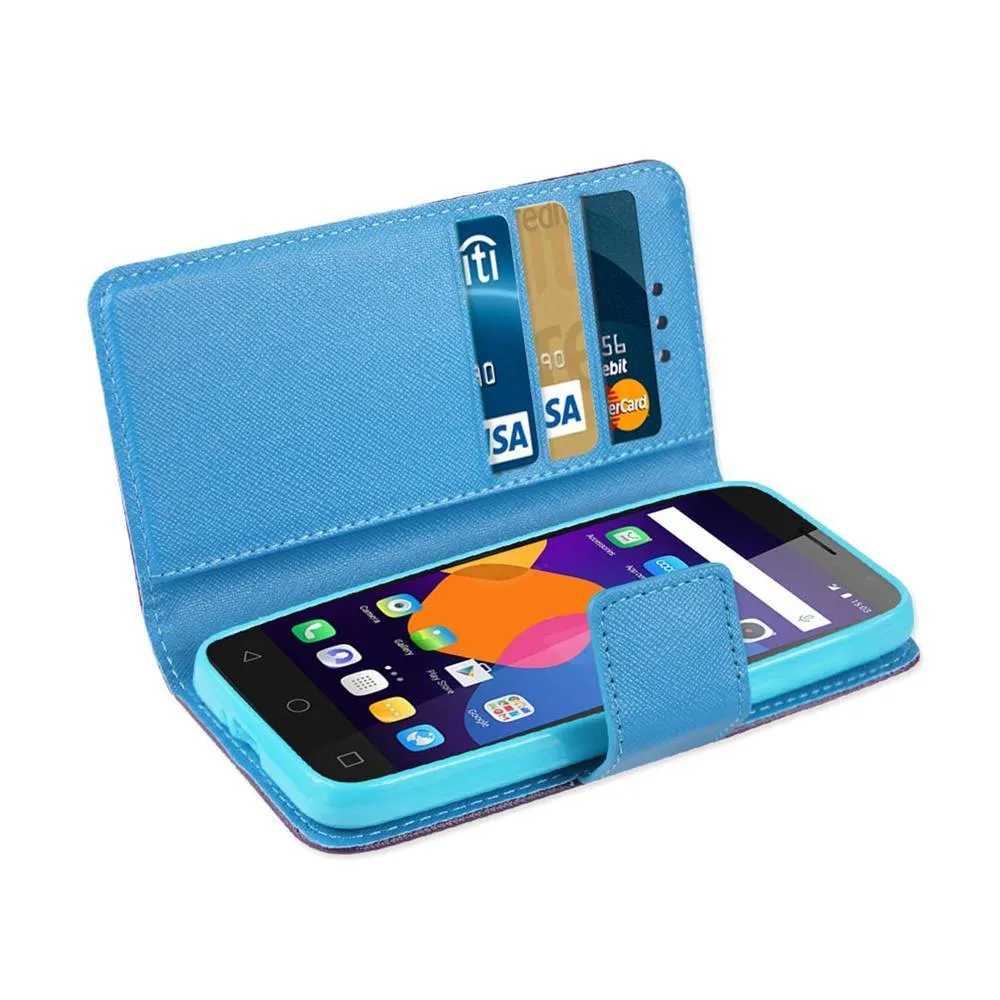 Reiko Wallet Case 3 In 1 For Alcatel Onetouch Pixi 3/ 4G (4.5Inch) Purple