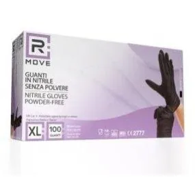 RMove 1Conf. da 100pz Tg.XL - Guanti Nitrile Nero uso Medico Senza Polvere