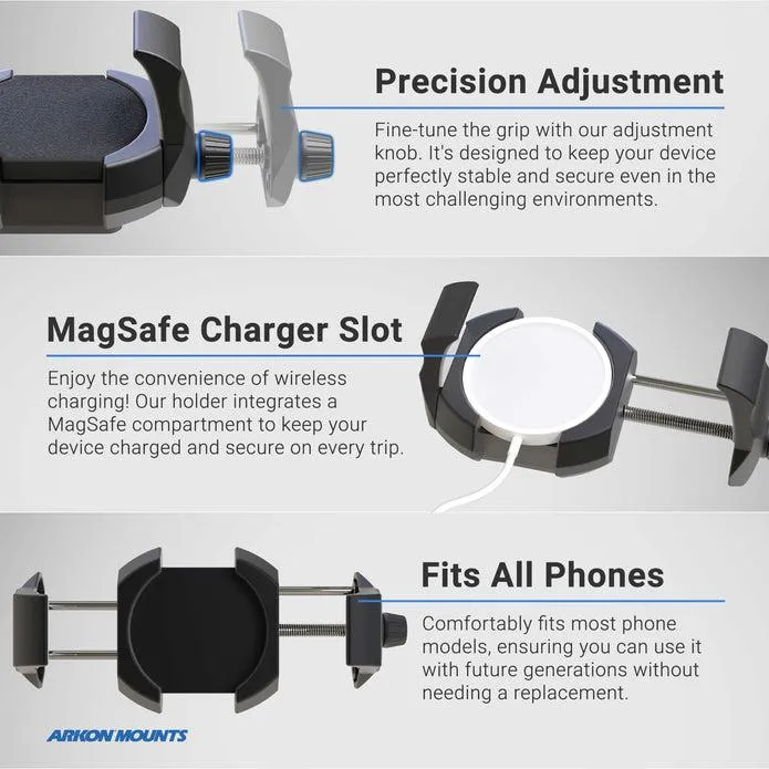 RoadVise® Ultra Clamp Phone and Tablet Mount with Security Knob and Two Shaft Arms