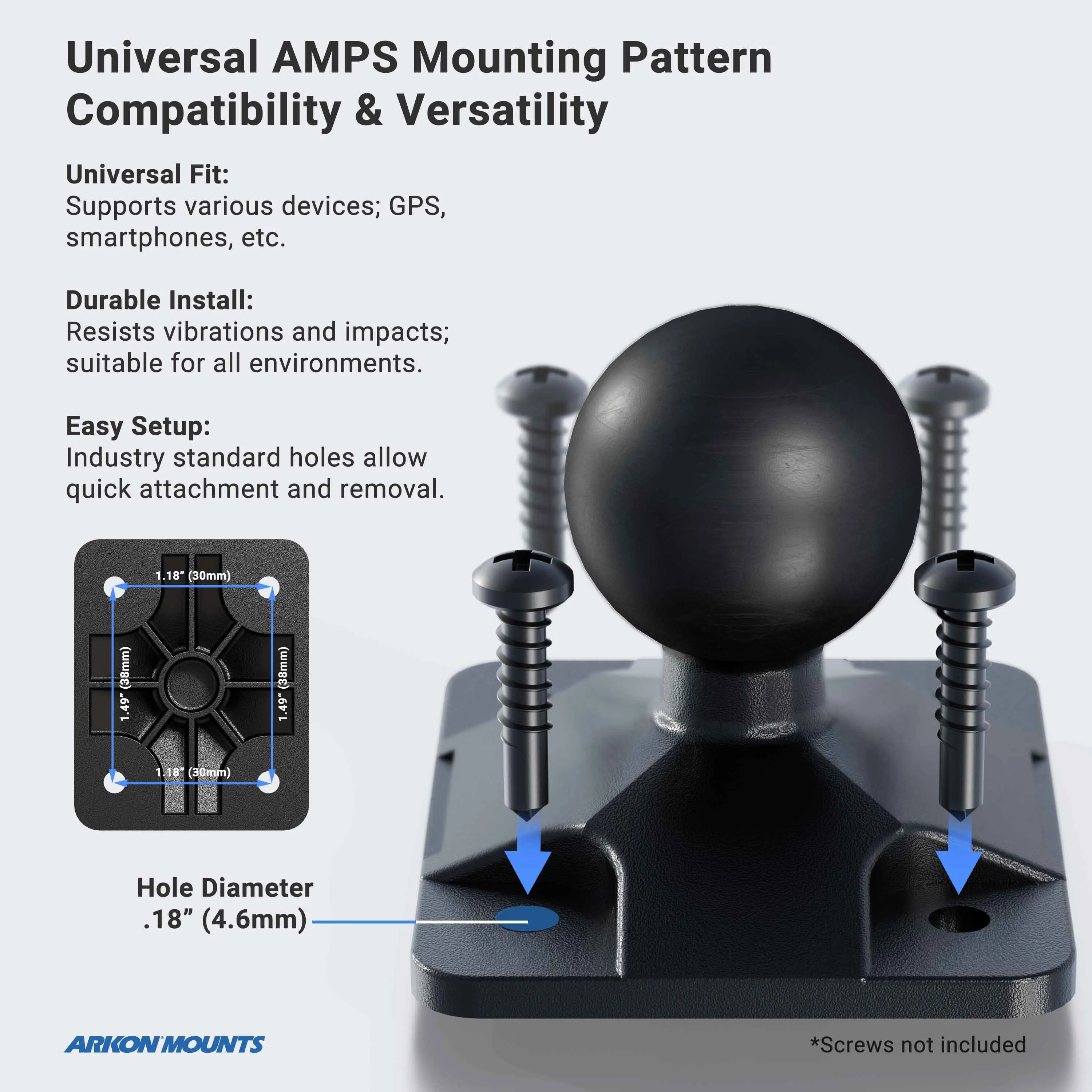 RoadVise® Ultra Clamp Phone and Tablet Mount with Security Knob and Two Shaft Arms