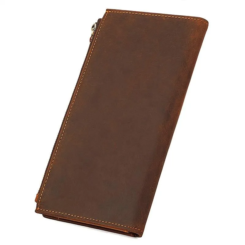 Royal Arch Chapter Wallet - Genuine Leather & Credit Card Holder Zipper Brown