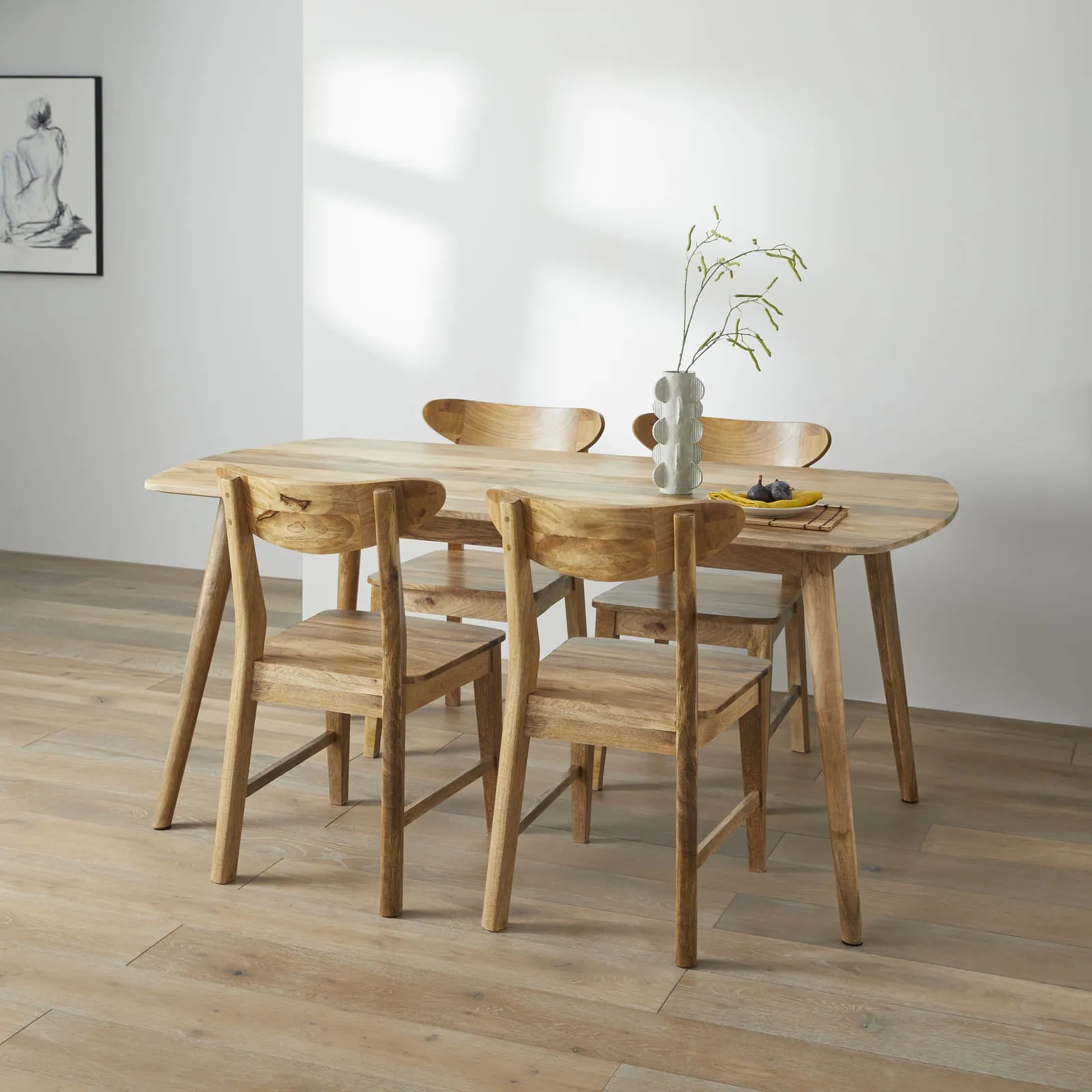 Rustic Mango Wood Dining Table for 6