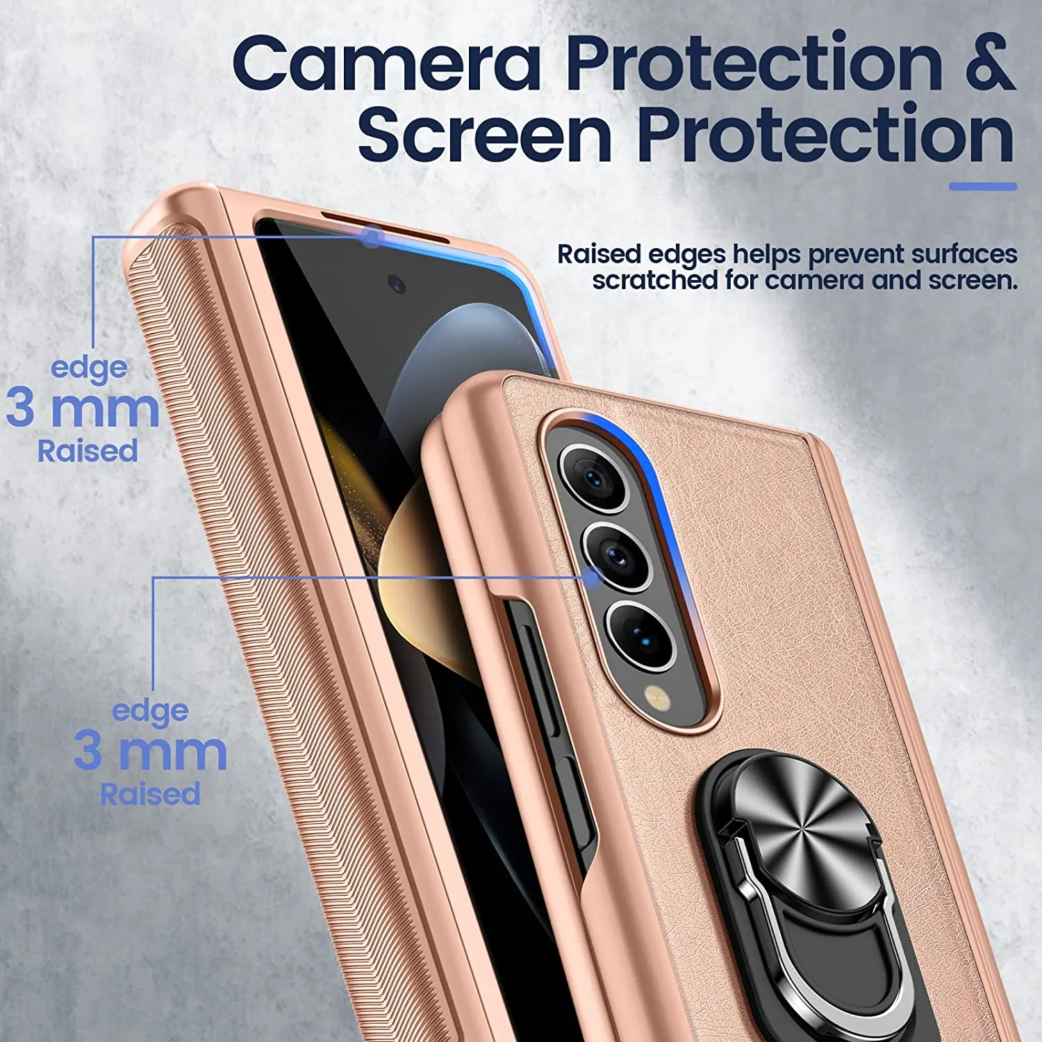 Samsung Galaxy Z Fold 4 Case Hinge Protection & Screen Protector 4 5G- Rose Gold