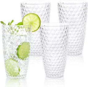 Set of 4 Clear Bellaforte Shatterproof Tritan Tumblers 19oz