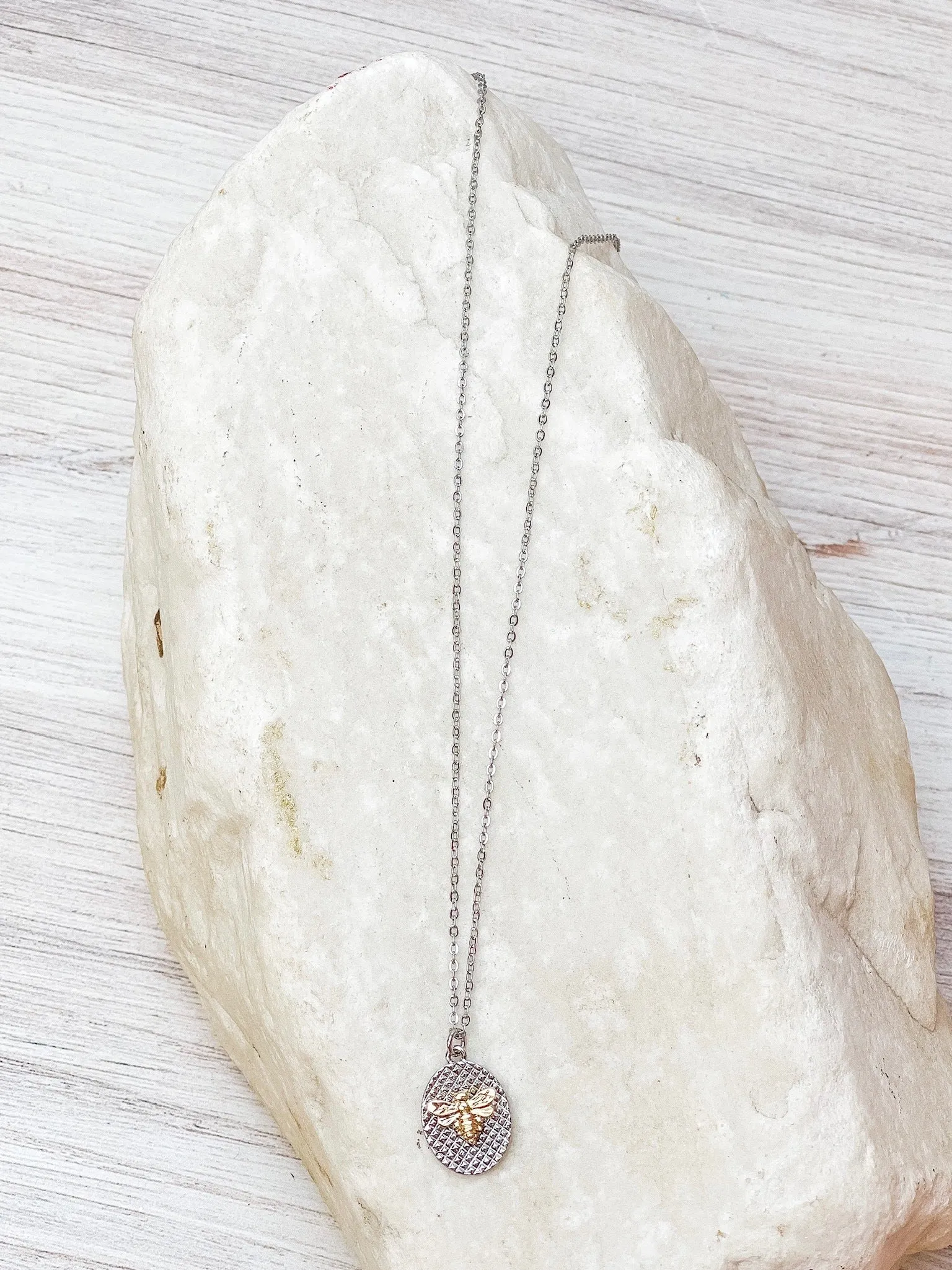 Silver Chain Bee Pendant Necklace