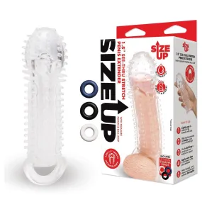 Size Up 1.5 Inch See-Thru Stretch Penis Extender - Clear 3.8 cm (1.5'') Penis Extension Sleeve