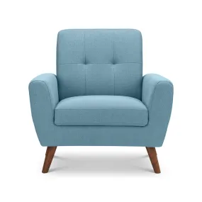 Sky Blue Accent Chair with Deep Button Back