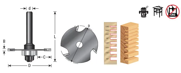 Slotting Cutter Assembly | 1 7⁄8 Dia x 5⁄32 x 1⁄4 or 1⁄2" Shank | 53407 | 738685934074