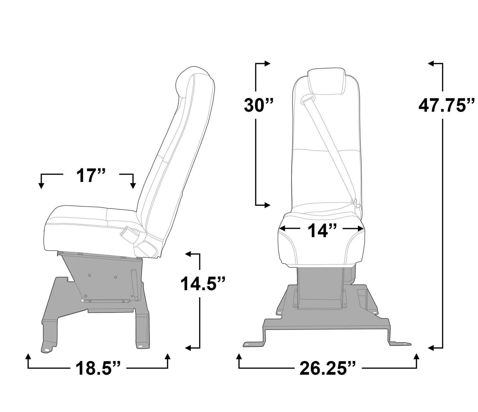 Sprinter Jump Seat w/ Quick-Release Base & Integrated 3-Point Seatbelt