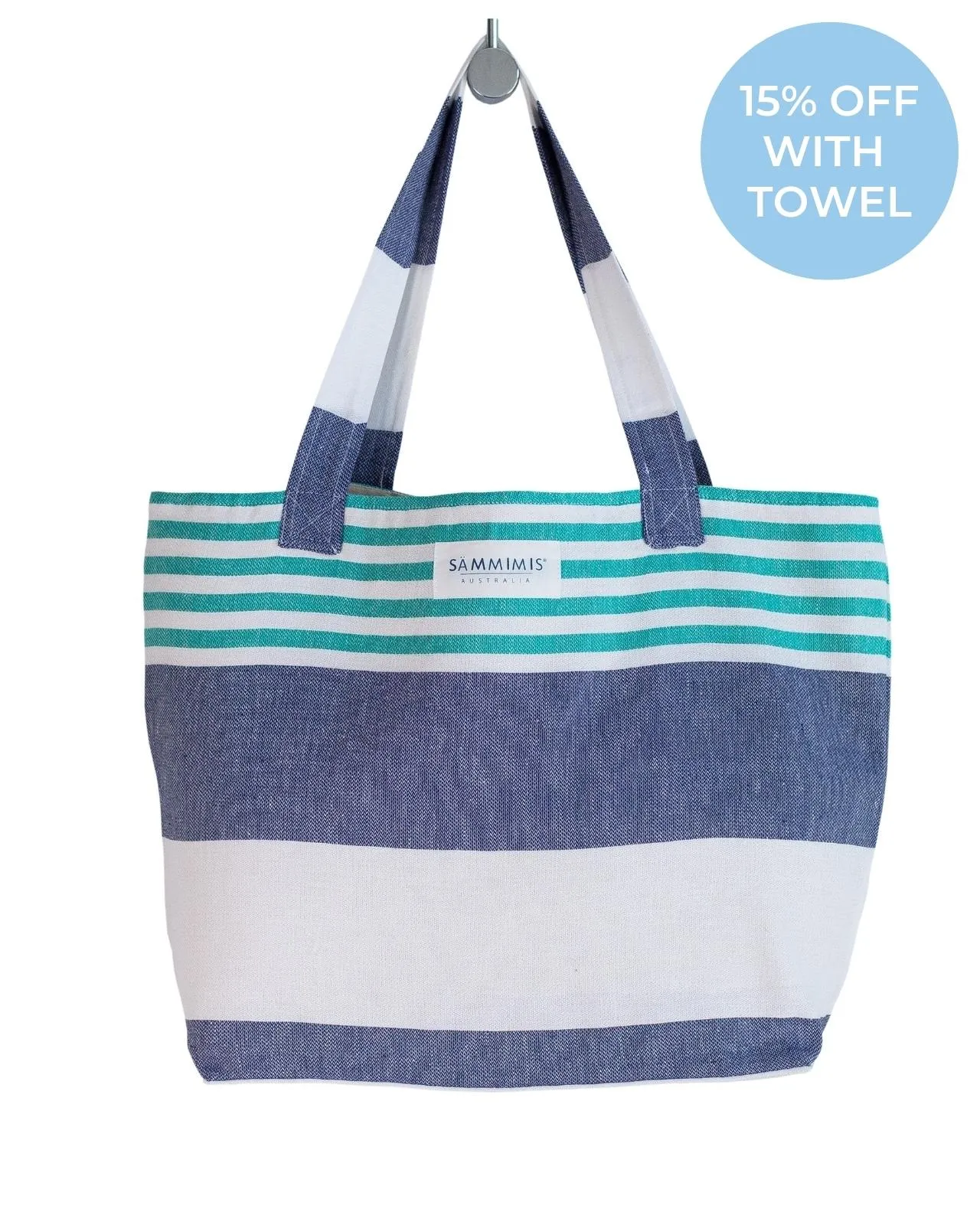 ST TROPEZ Beach Bag: Navy/Sea Green