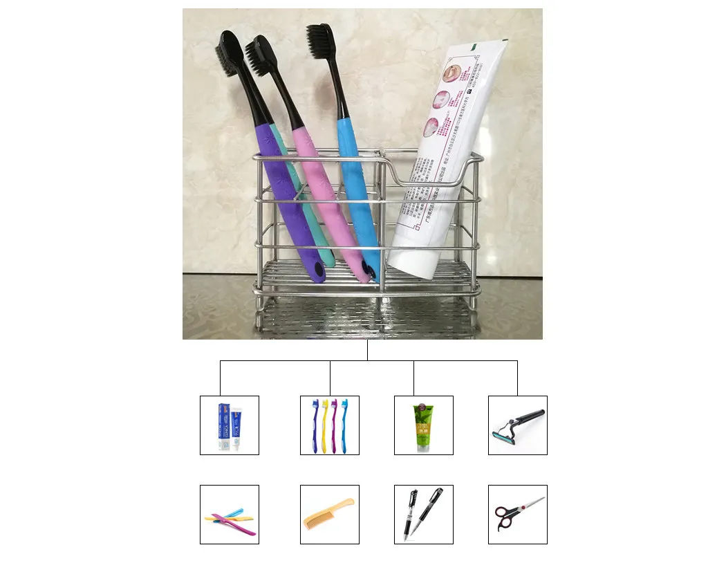 Stainless Steel Bathroom Toothbrush Holder and Toothpaste Stand