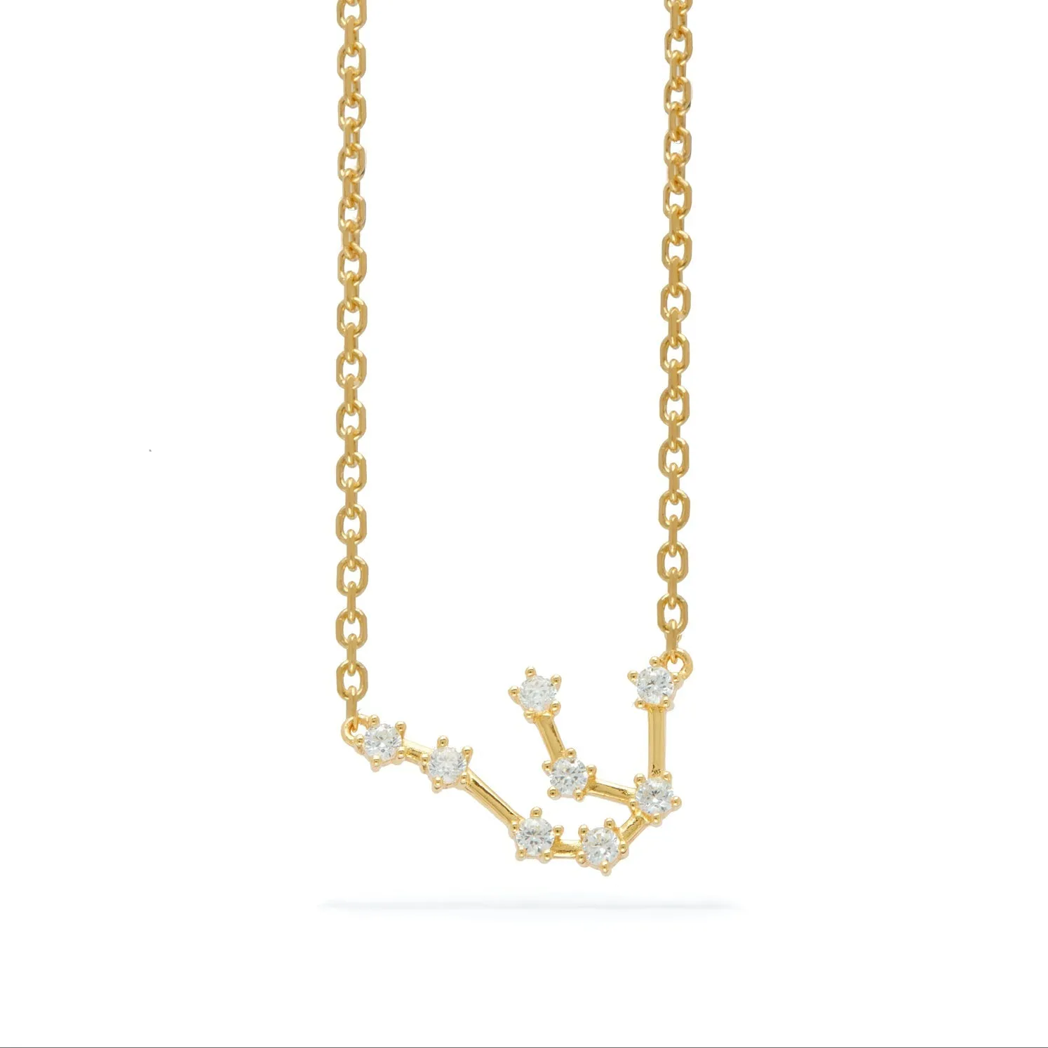 Sterling Silver Crystal Zodiac Necklace (Gold)