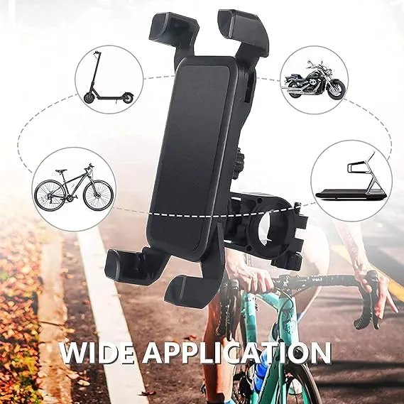 STRAUSS Bike Mobile Holder - Adjustable 360° Rotation Bicycle Phone Mount | Anti Shake and Stable Cradle Clamp | Bike Accessories | Bike Phone Holder for Maps and GPS Navigation (Black) | Pack of 24