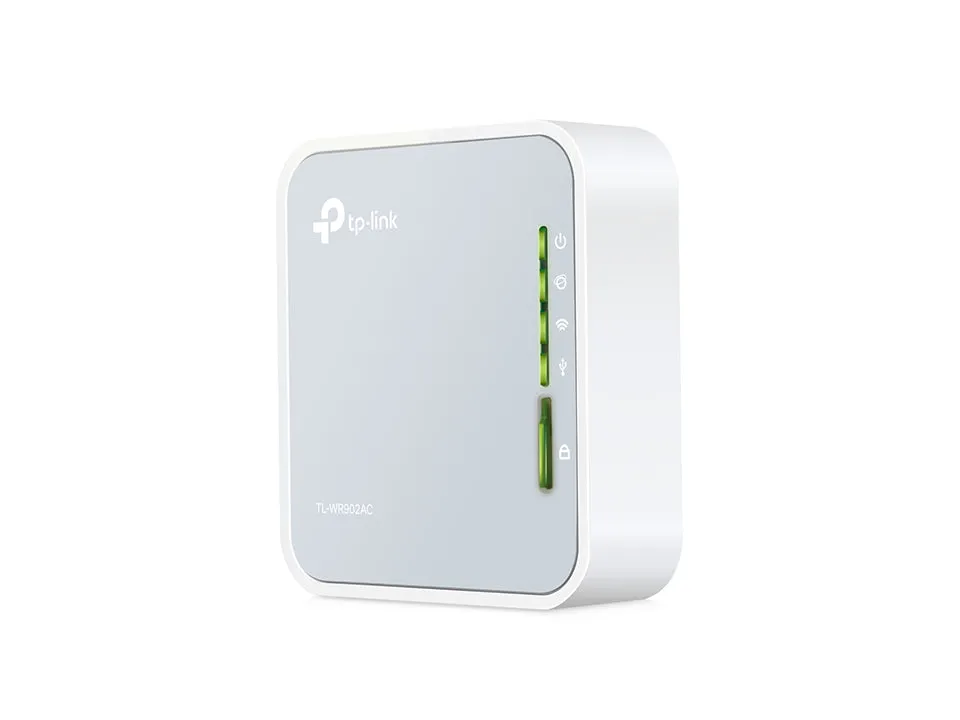 TP-Link TL-WR902AC AC750 Dual Band Wireless Wi-Fi Travel Router with 433Mbps at 5GHz, 300Mbps at 2.4GHz, Fast Ethernet WAN/LAN Port, USB 2.0 Port, Access Point, Range Extender, Client, Hotspot Modes, IPv6 Ready, 3G/4G Supported