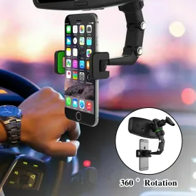 Universal Car Rear View Mirror Mount Stand GPS Cell Phone Holder 360 Rotation Multi Function