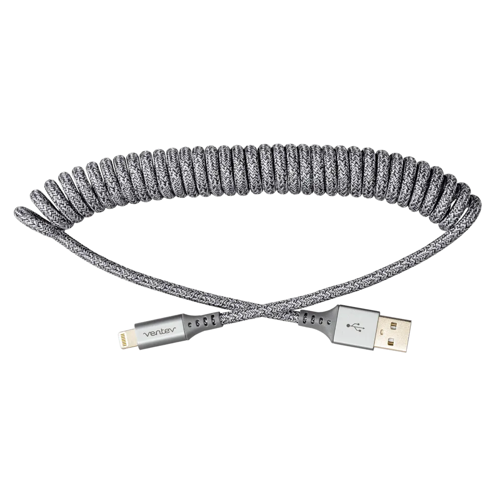 Ventev Helix USB A to Apple Lightning High Speed Travel Cable Gray by Ventev