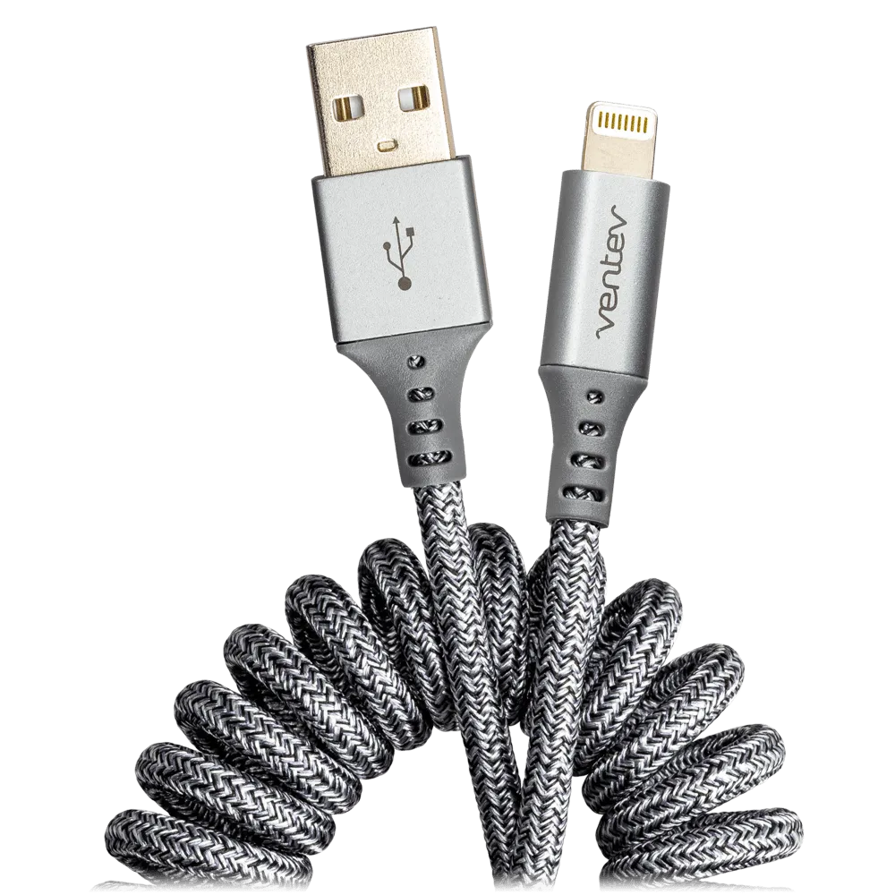 Ventev Helix USB A to Apple Lightning High Speed Travel Cable Gray by Ventev