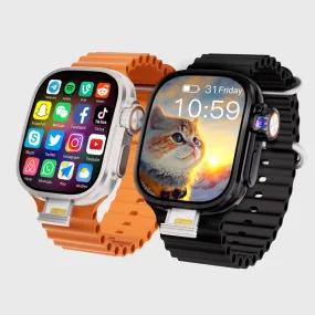 Vwar S9 Ultra 3 GEN2 Smart Watch 4G LTE  Android & Bluetooth Dual System AMOLED Curved Screen Rotating Camera