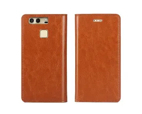 Wallet Series Huawei P9 Genuine Leather Case - Brown