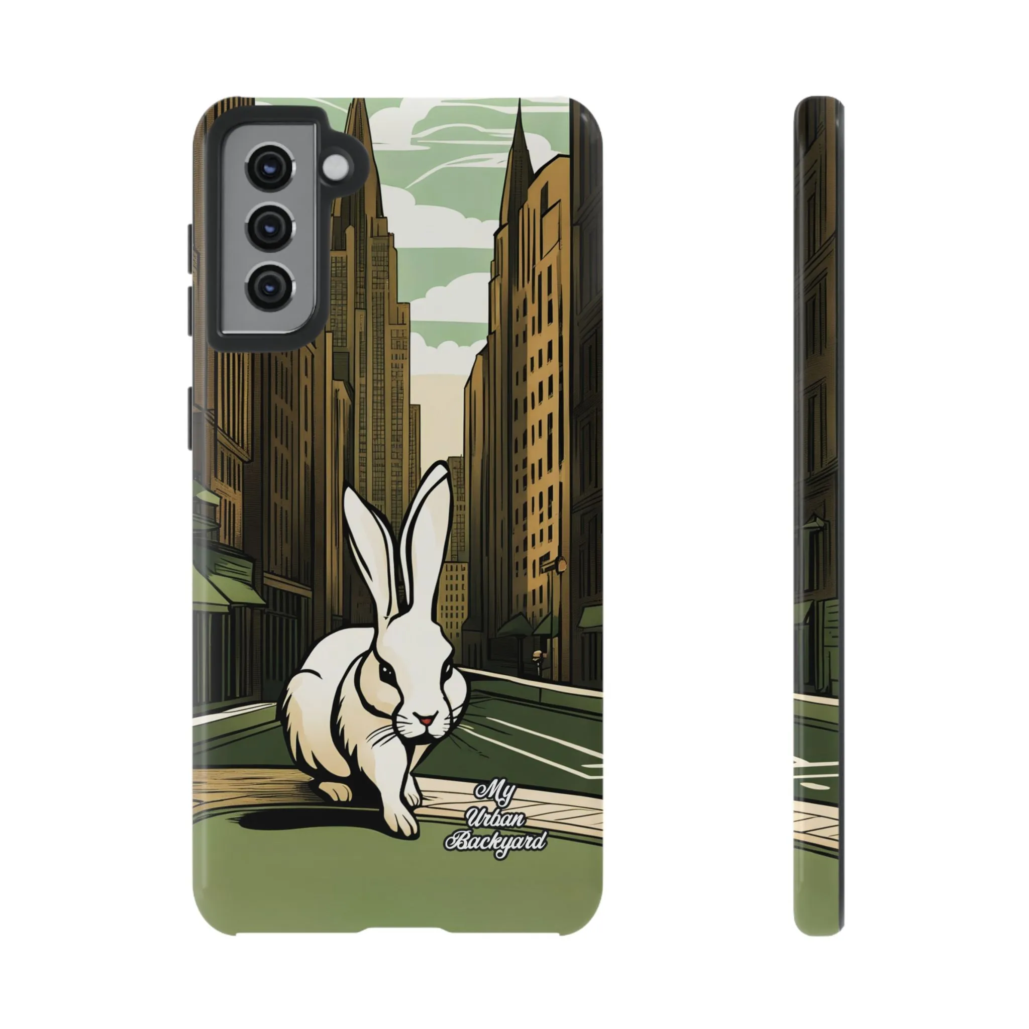 White Rabbit on a City Street, Cell Phone Case - Apple, Samsung, or Google Pixel