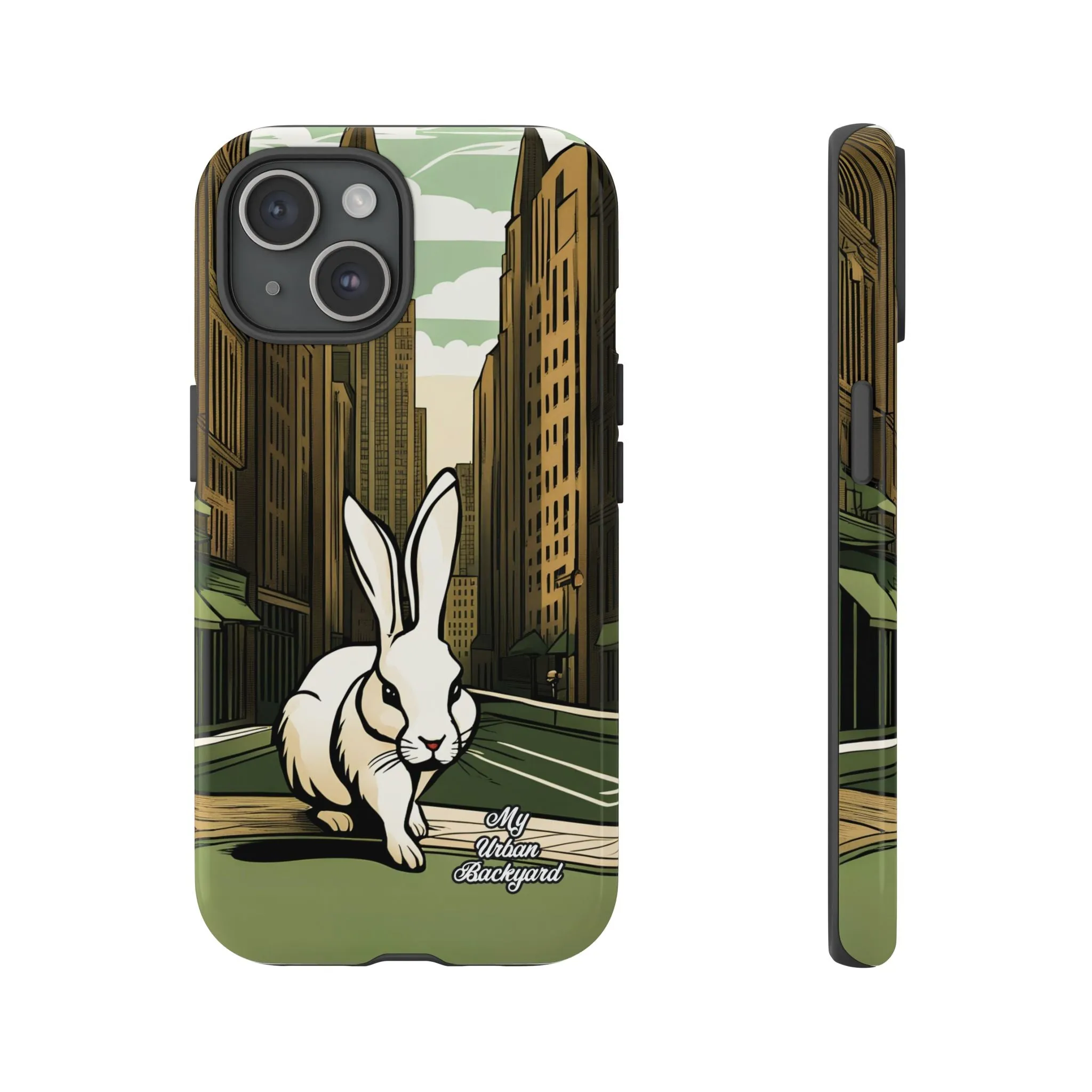 White Rabbit on a City Street, Cell Phone Case - Apple, Samsung, or Google Pixel