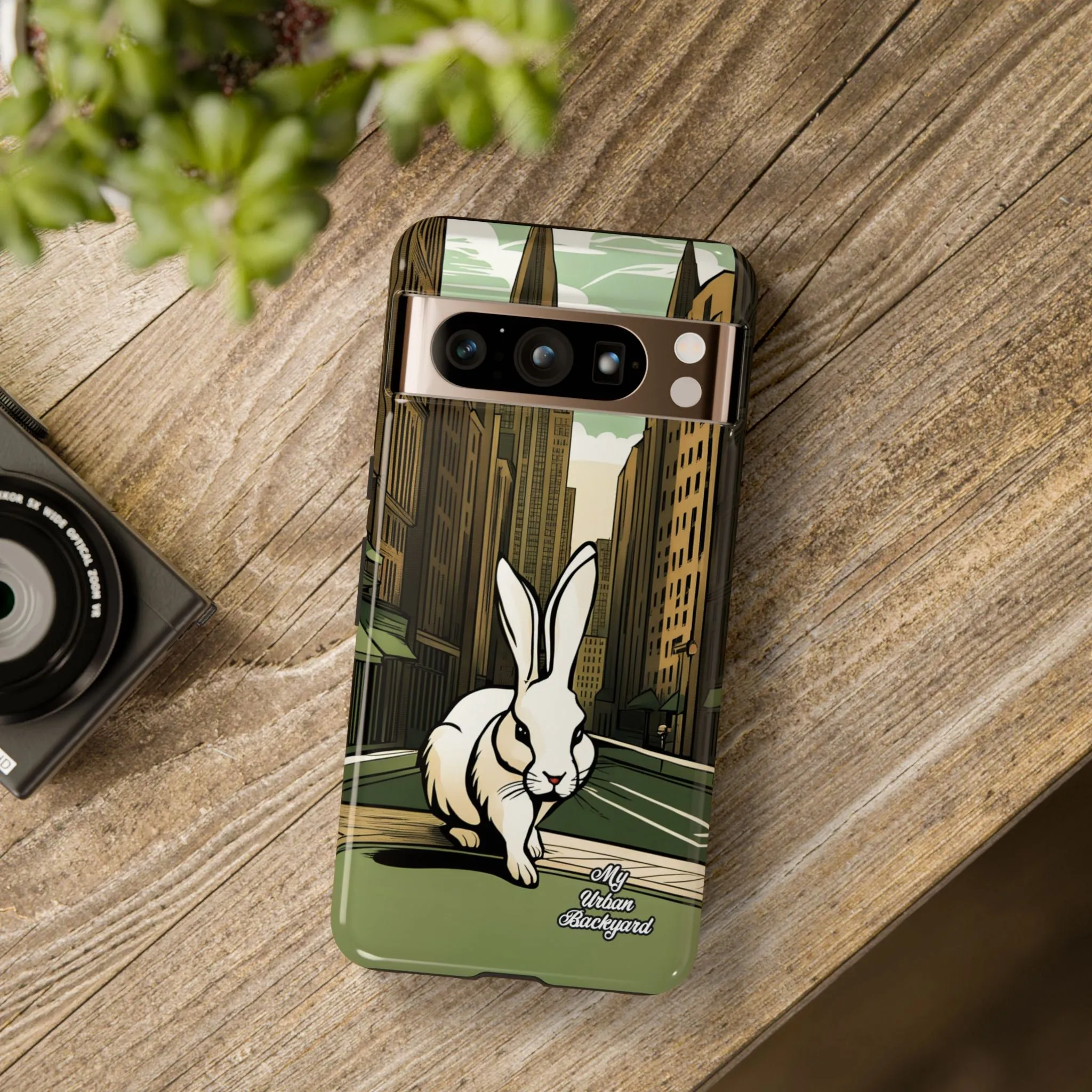 White Rabbit on a City Street, Cell Phone Case - Apple, Samsung, or Google Pixel