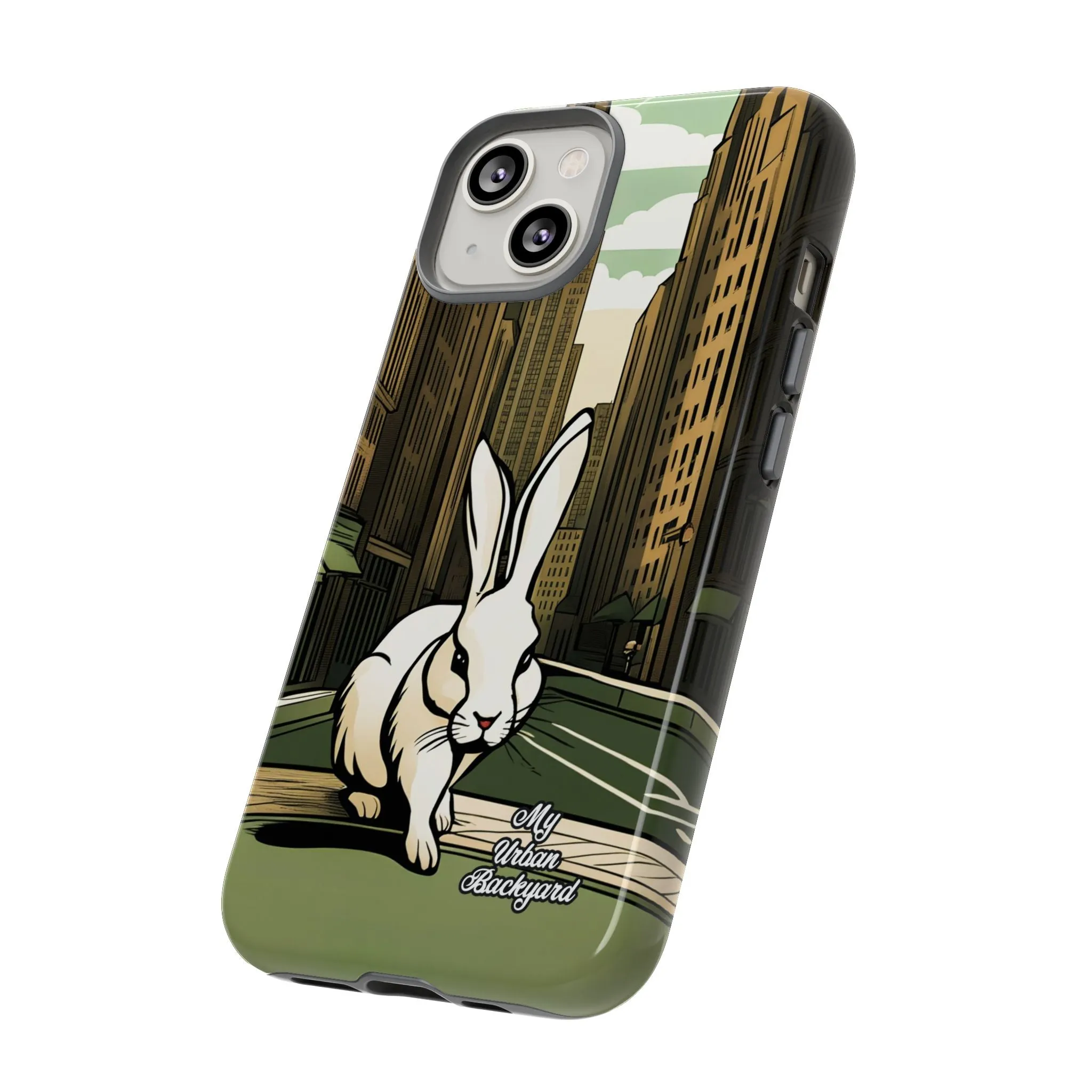 White Rabbit on a City Street, Cell Phone Case - Apple, Samsung, or Google Pixel