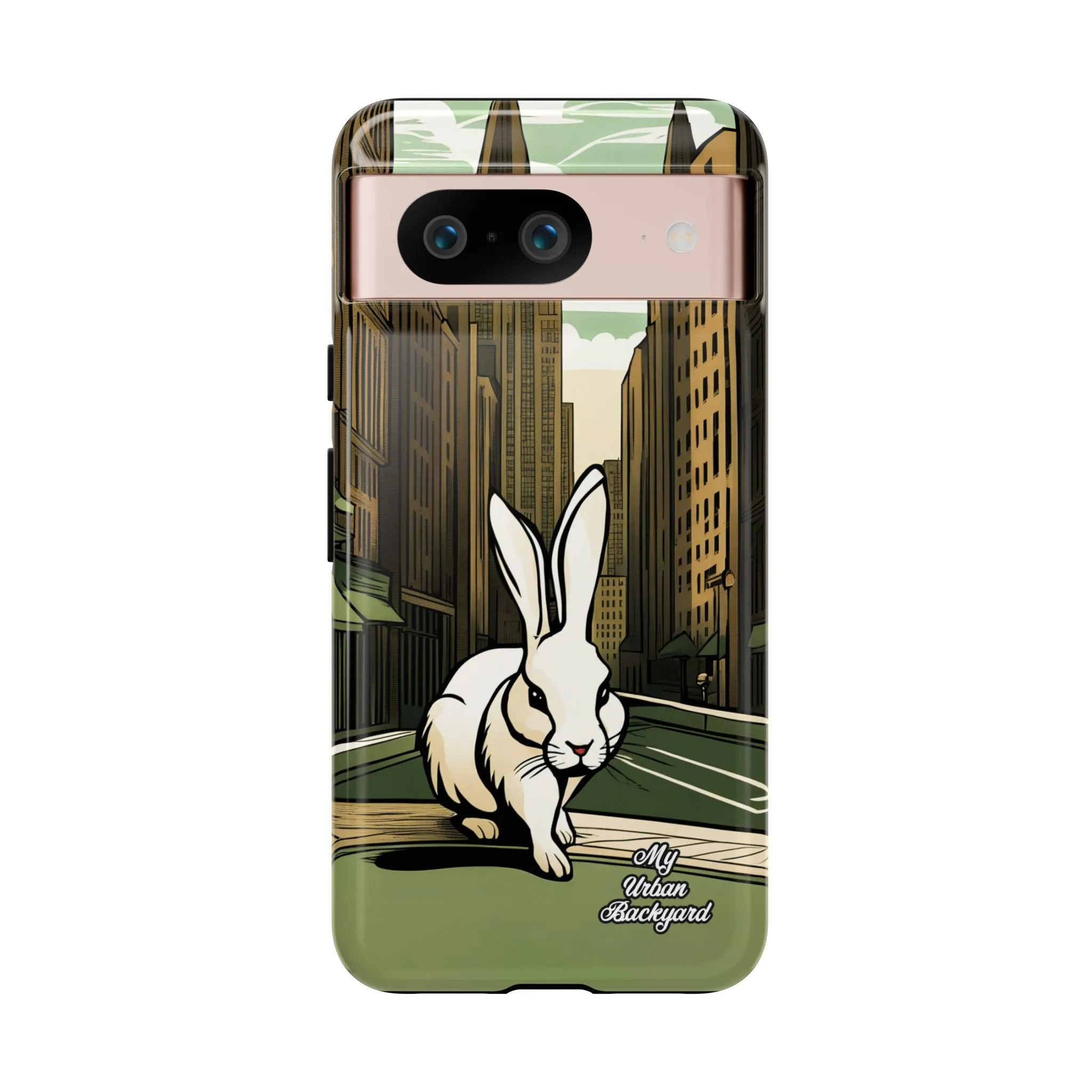 White Rabbit on a City Street, Cell Phone Case - Apple, Samsung, or Google Pixel