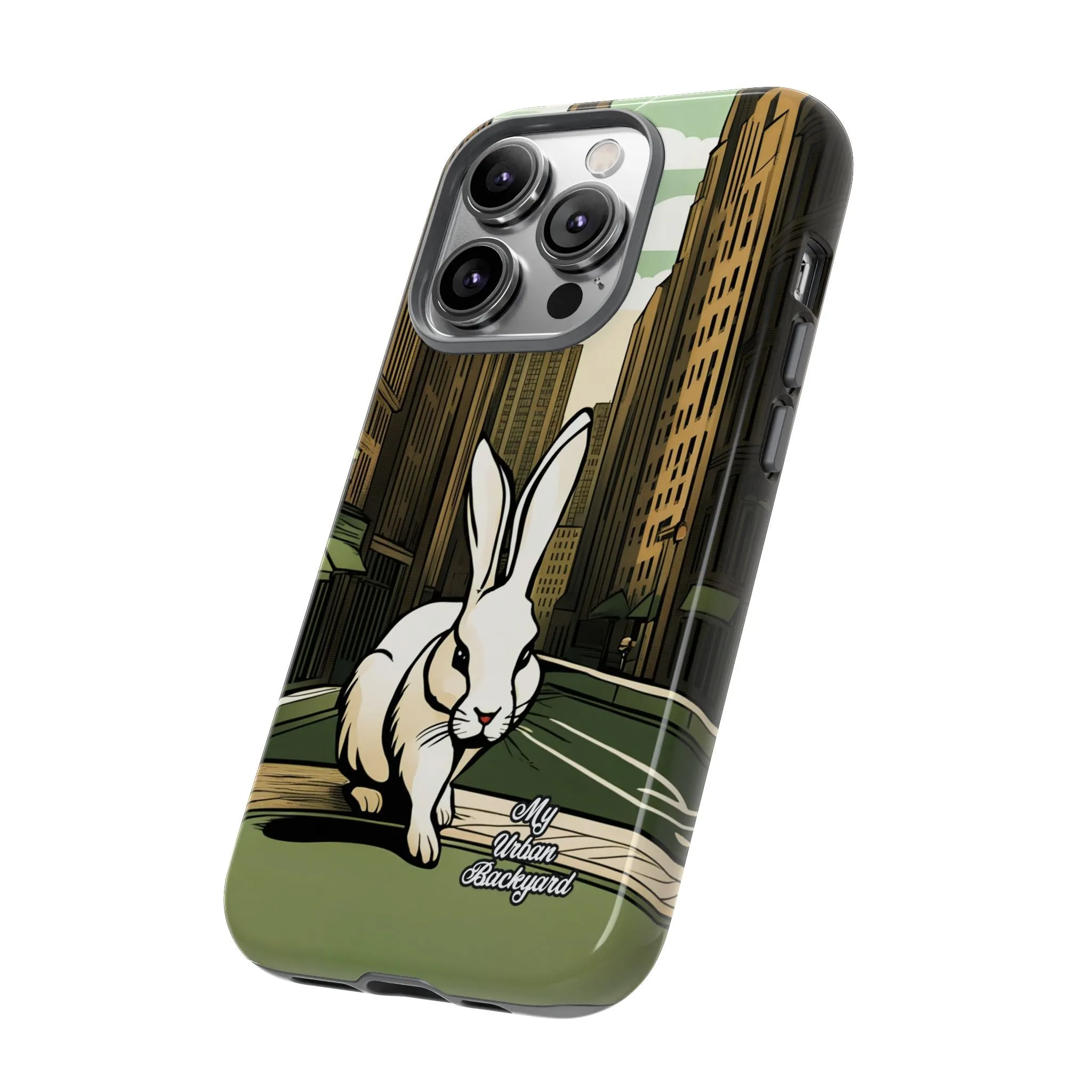 White Rabbit on a City Street, Cell Phone Case - Apple, Samsung, or Google Pixel