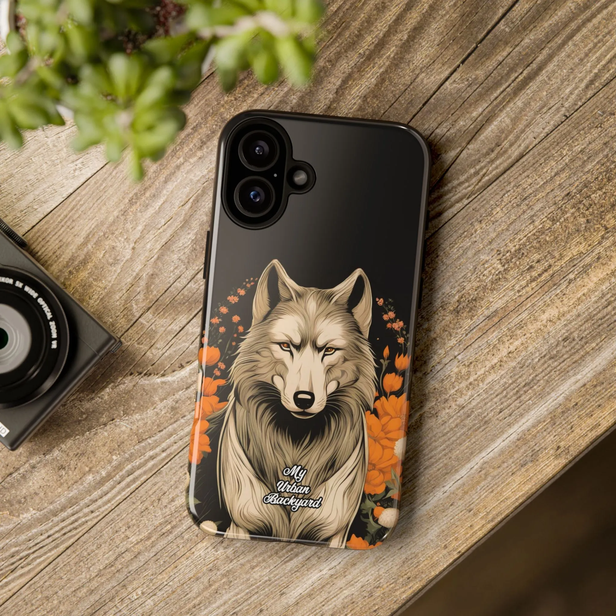 Wolf with Flowers, Cell Phone Case - Apple, Samsung or Google Pixel