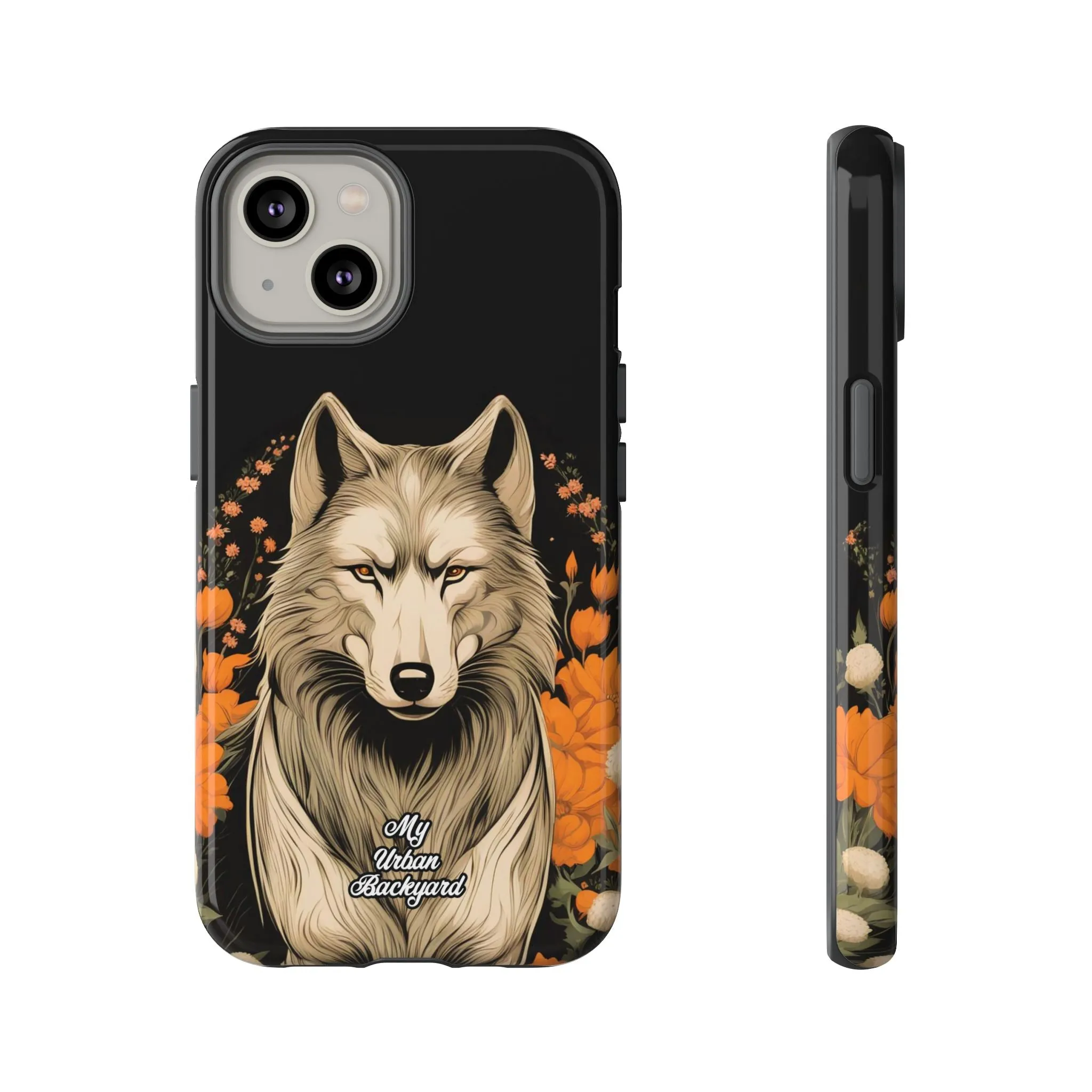 Wolf with Flowers, Cell Phone Case - Apple, Samsung or Google Pixel