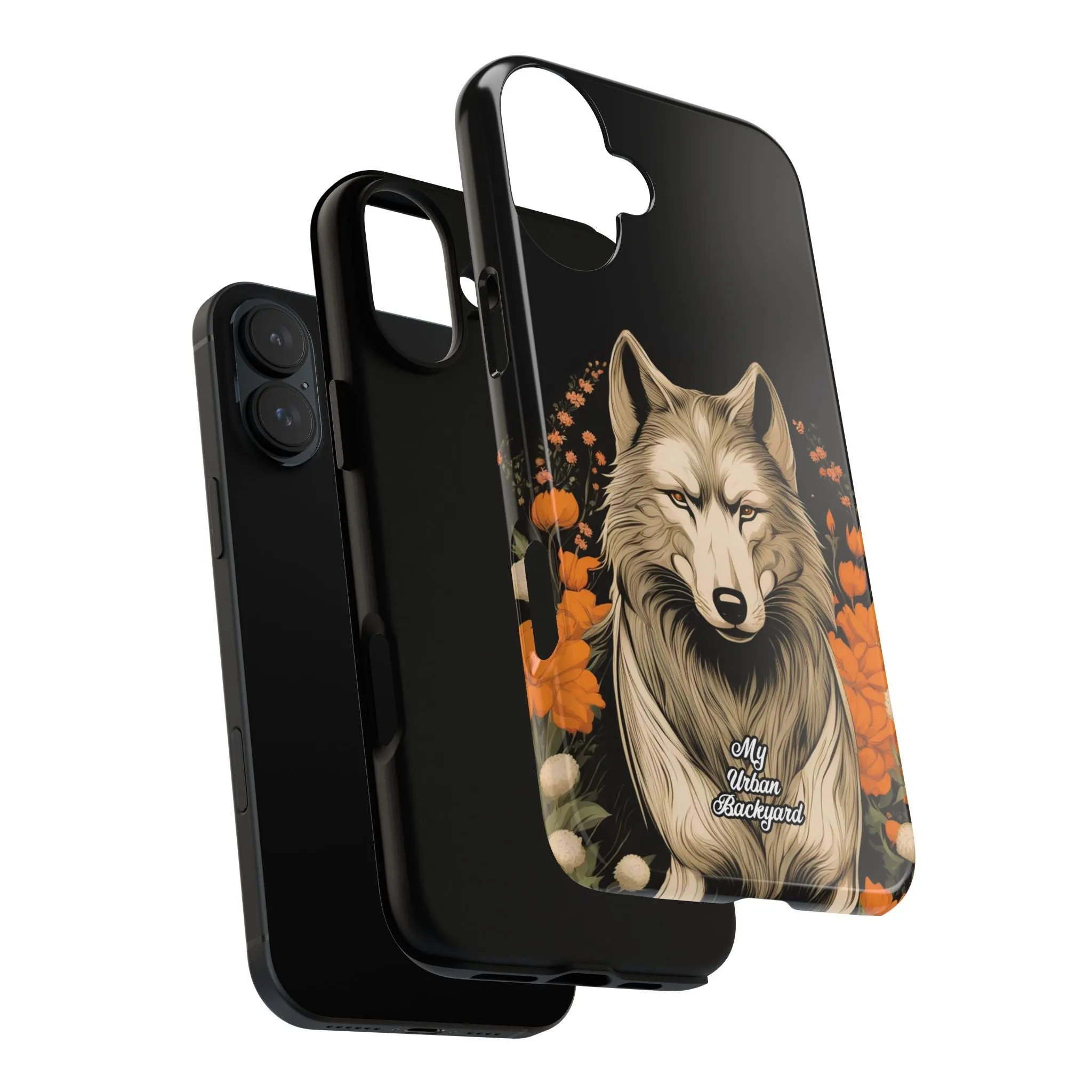 Wolf with Flowers, Cell Phone Case - Apple, Samsung or Google Pixel