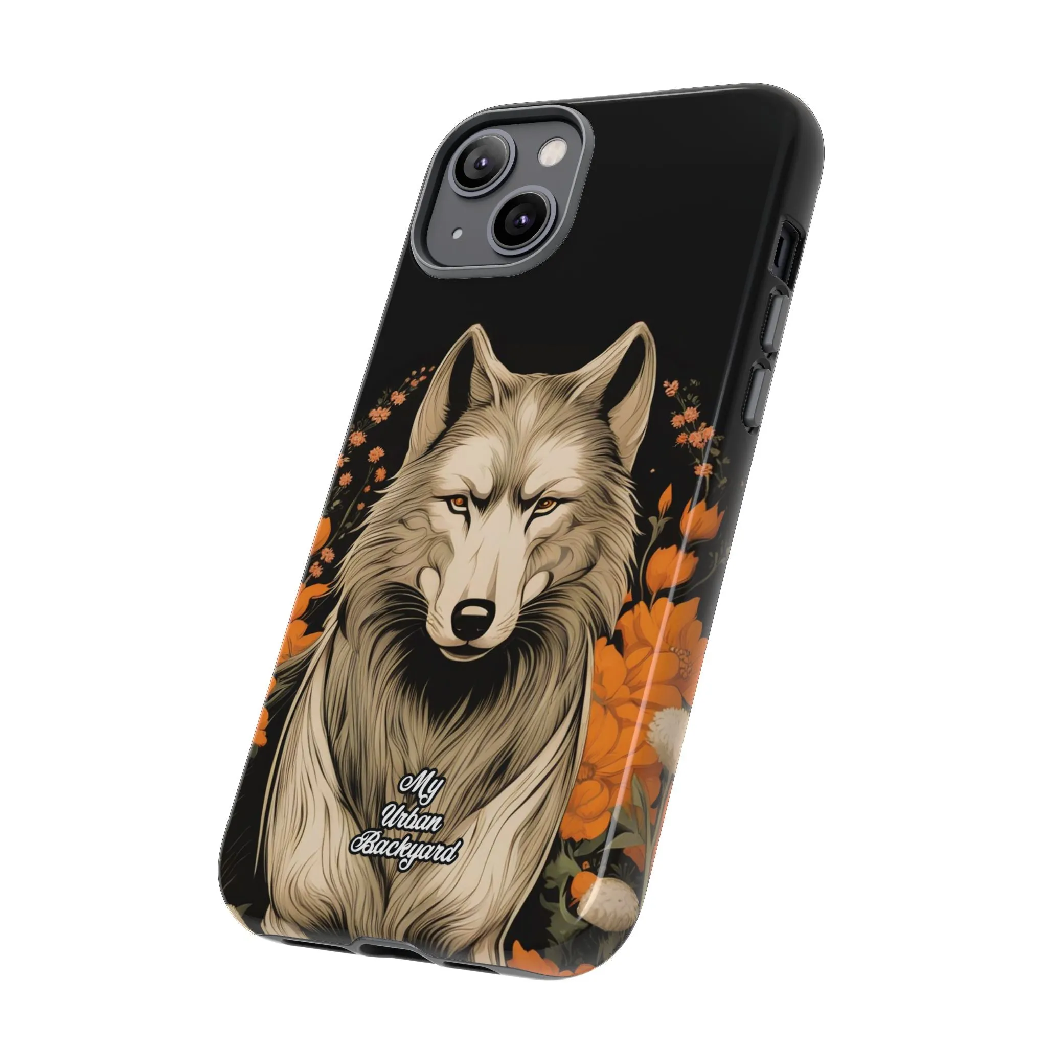 Wolf with Flowers, Cell Phone Case - Apple, Samsung or Google Pixel