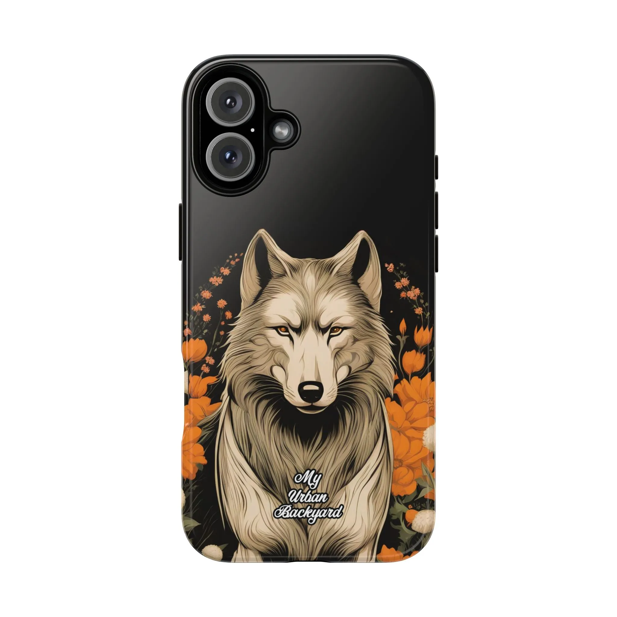 Wolf with Flowers, Cell Phone Case - Apple, Samsung or Google Pixel