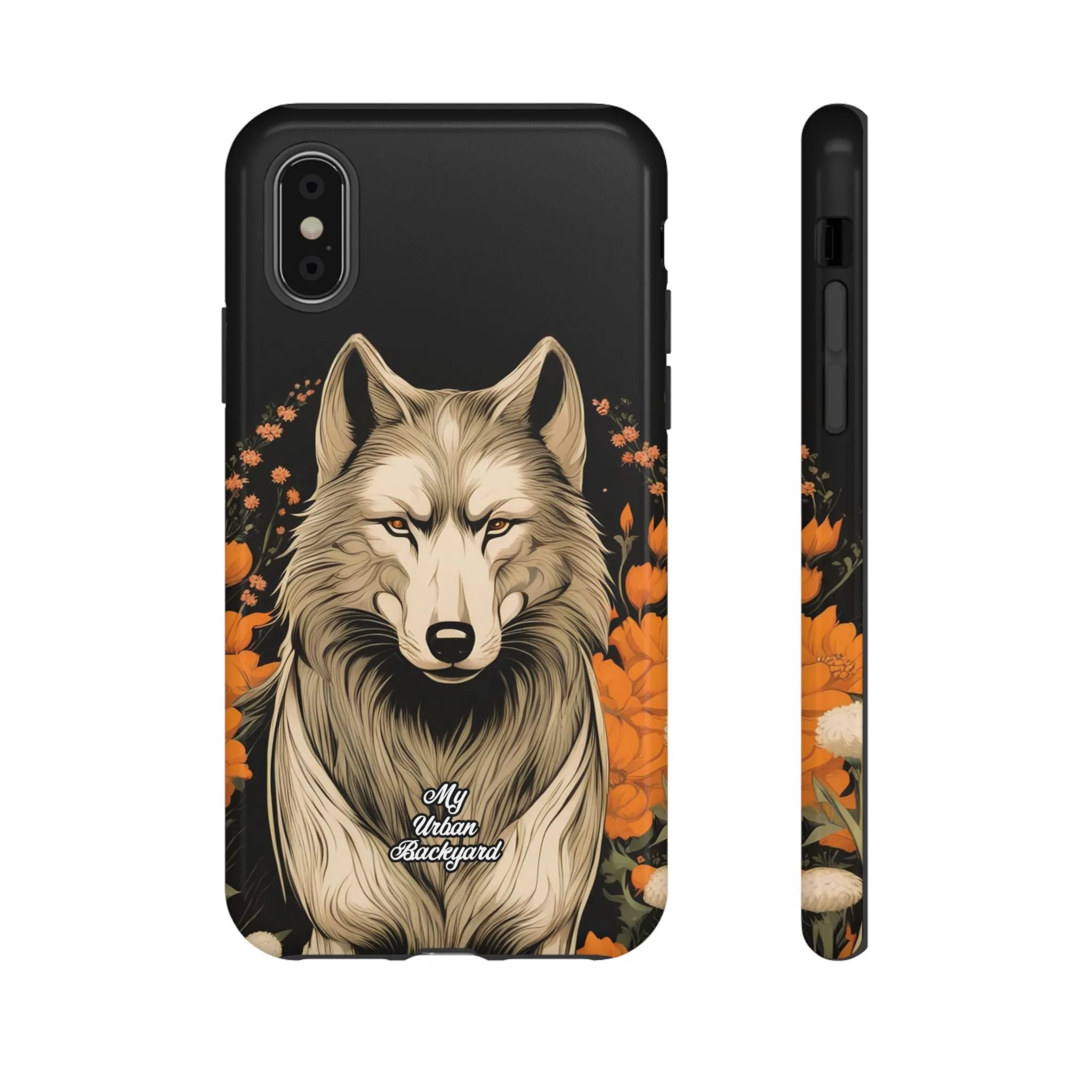 Wolf with Flowers, Cell Phone Case - Apple, Samsung or Google Pixel