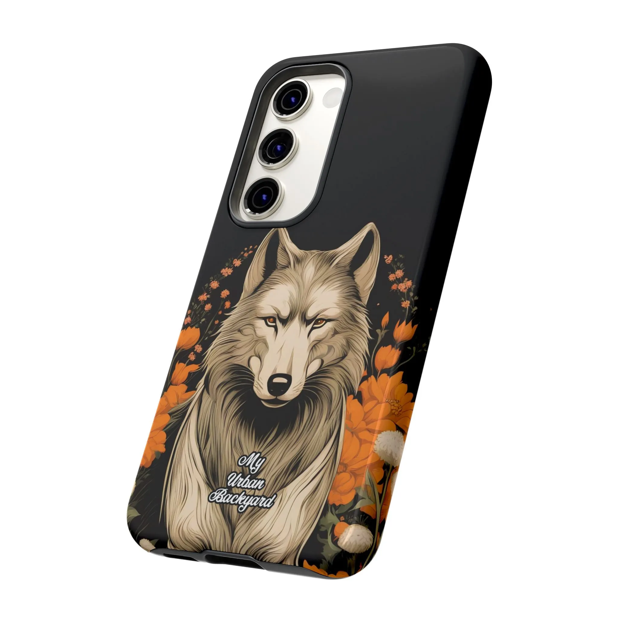 Wolf with Flowers, Cell Phone Case - Apple, Samsung or Google Pixel