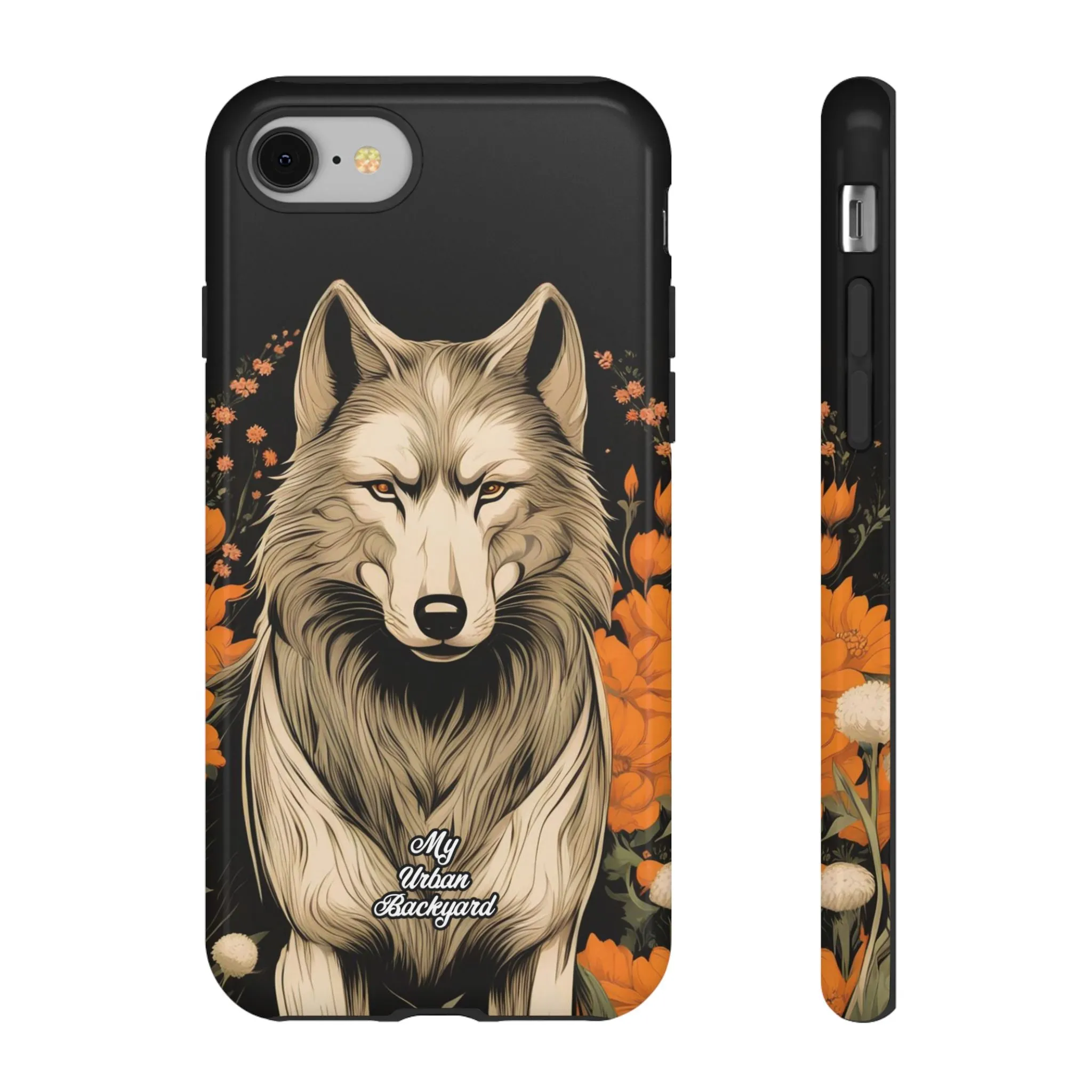 Wolf with Flowers, Cell Phone Case - Apple, Samsung or Google Pixel